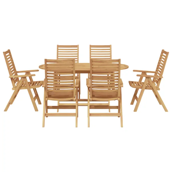 Set Dining Pliabil 7 Piese Lemn Tec - Masă și Scaune Grădină