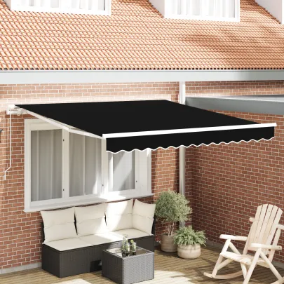 Marchiză Retractabilă Neagră 350x250 cm - Umbră Perfectă