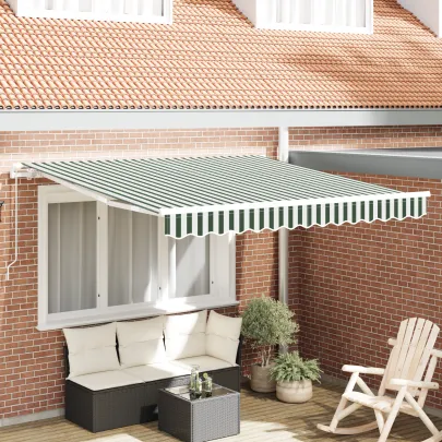 Marchiză Retractabilă Verde-Alb 350x250 cm - Material Înlocuire