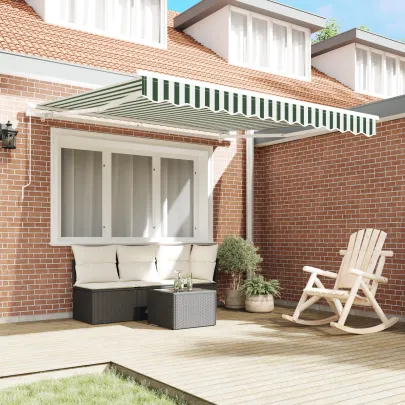 Marchiză Retractabilă Verde-Alb 350x250 cm - Material Înlocuire