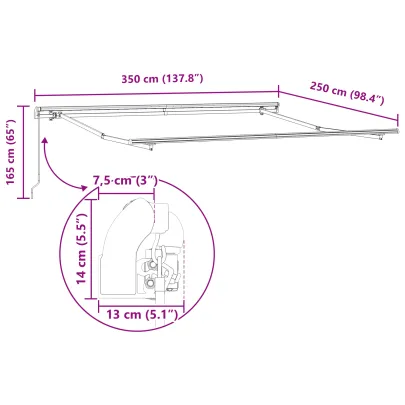 Marchiză Retractabilă Verde-Alb 350x250 cm - Material Înlocuire