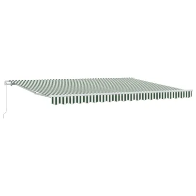 Marchiză Retractabilă Verde-Alb 450x350 cm - Protecție Solare