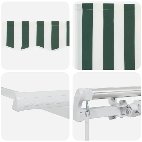 Marchiză Retractabilă Verde-Alb 450x350 cm - Protecție Solare