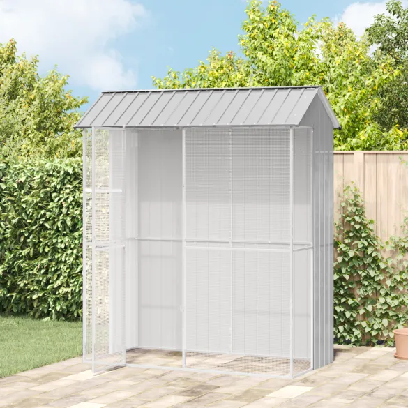 Colivie Păsări Gri Oțel - 3 Cuști - Livrare Gratuită