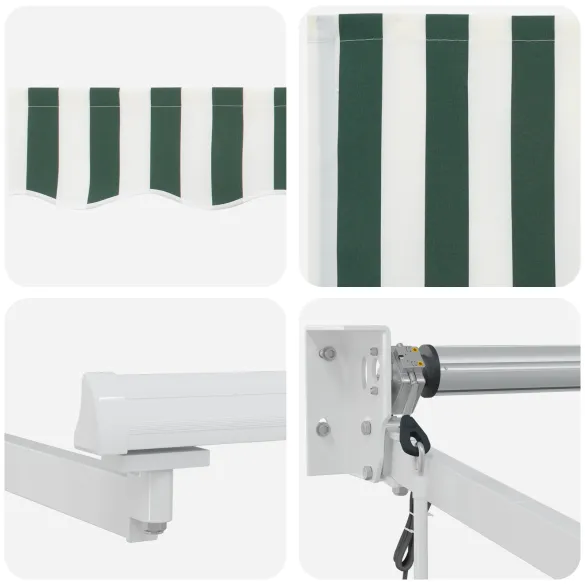 Marchiză Retractabilă Automată Verde-Alb 450x300 cm
