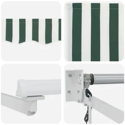 Marchiză Retractabilă Automată Verde-Alb 450x300 cm
