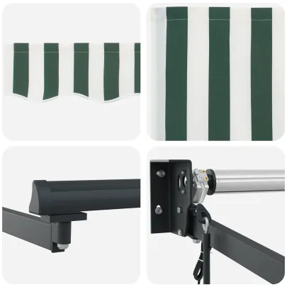 Marchiză automată retractabilă verde-albă 450x300 cm