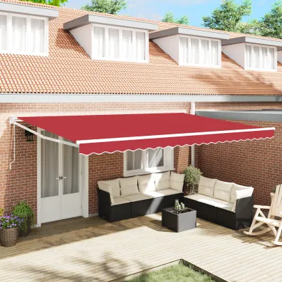 Markiză automată retractabilă Roșie 5x3 m - Țesătură exterior
