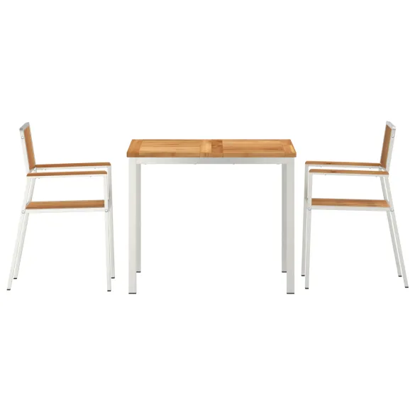 Set Dining Grădină Lemn Tec - Masă 90x90 cm + 2 Scaune