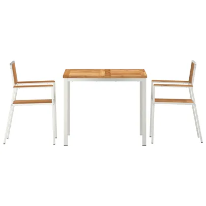 Set Dining Grădină Lemn Tec - Masă 90x90 cm + 2 Scaune