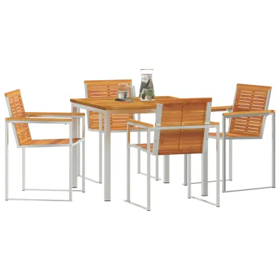 Set Masă Grădină Lemn Acacia 5 Piese - Masă Exterior