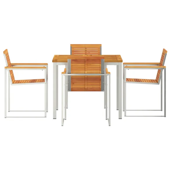 Set Masă Grădină Lemn Acacia 5 Piese - Masă Exterior