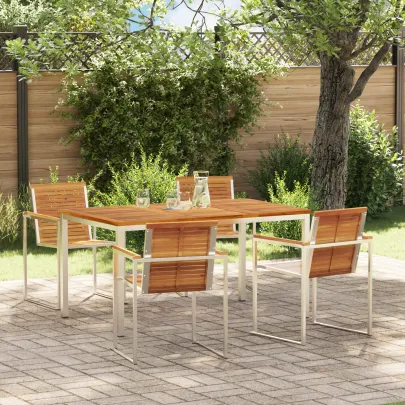 Set Masă Grădină Lemn Acacia - Masă + 4 Scaune Exterior