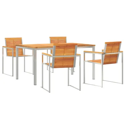 Set Masă Grădină Lemn Acacia - Masă + 4 Scaune Exterior