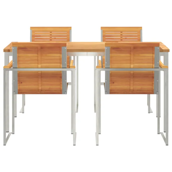 Set Masă Grădină Lemn Acacia - Masă + 4 Scaune Exterior