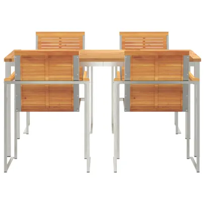 Set Masă Grădină Lemn Acacia - Masă + 4 Scaune Exterior