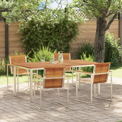 Set Masă Grădină Lemn Acacia - Masa 180x90 cm + 4 Scaune