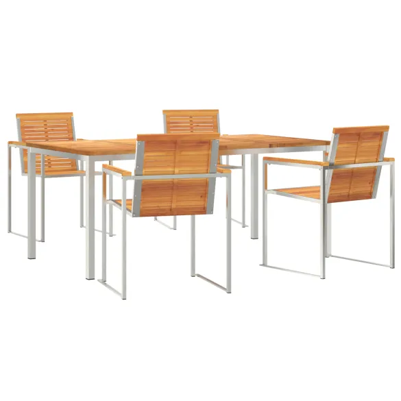 Set Masă Grădină Lemn Acacia - Masa 180x90 cm + 4 Scaune