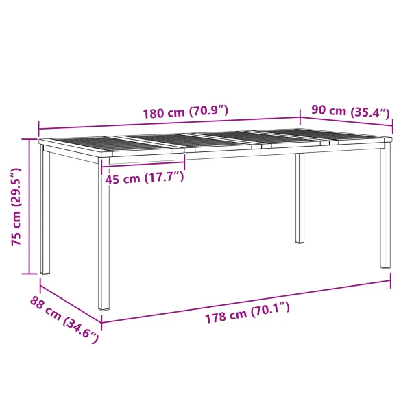 Set Masă Grădină Lemn Acacia - Masa 180x90 cm + 4 Scaune