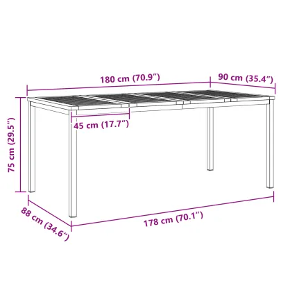 Set Masă Grădină Lemn Acacia - Masa 180x90 cm + 4 Scaune