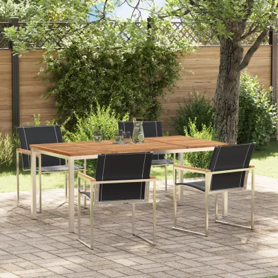 Set Masă Grădină 5 Piese Lemn Acacia | Mobilier Exterior