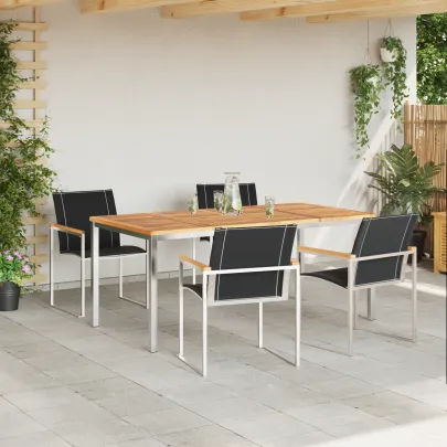 Set Masă Grădină 5 Piese Lemn Acacia | Mobilier Exterior