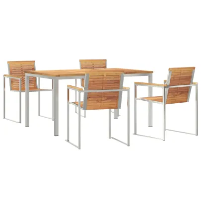 Set Masă Grădină 5 Piese Lemn Teak | Livrare Gratuită