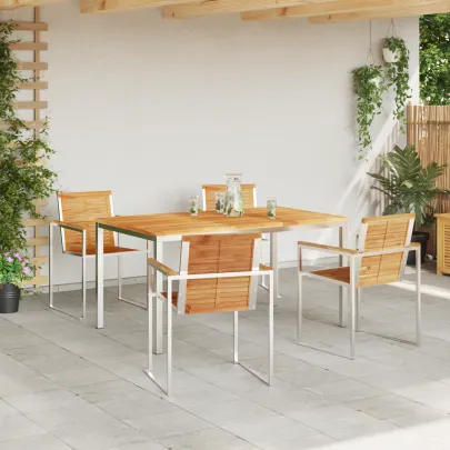 Set Masă Grădină 5 Piese Lemn Teak | Livrare Gratuită