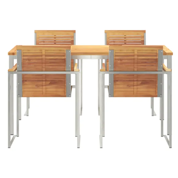 Set Masă Grădină 5 Piese Lemn Teak | Livrare Gratuită