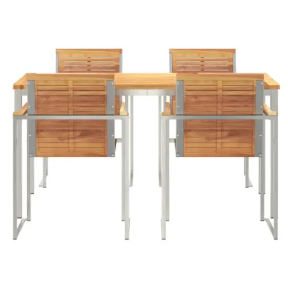 Set Masă Grădină 5 Piese Lemn Teak | Livrare Gratuită