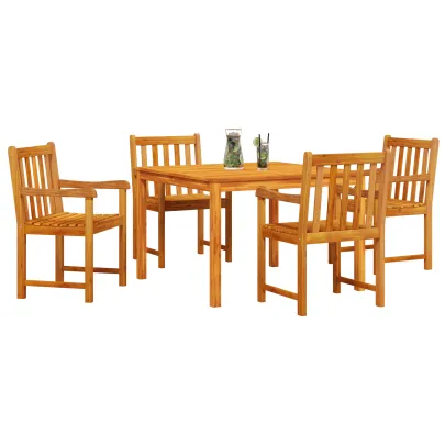 Set Dining Grădină 5 Piese - Lemn Masiv Acacia | Livrare Gratuită