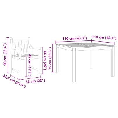 Set Dining Grădină 5 Piese - Lemn Masiv Acacia | Livrare Gratuită