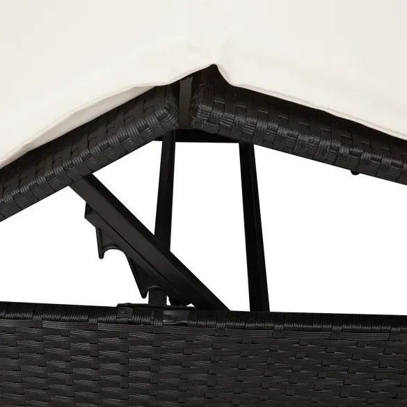 Lounge Dublu Ratan Negru cu Acoperiș | Livrare Gratuită