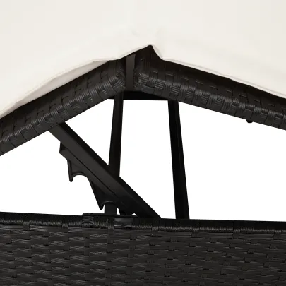 Lounge Dublu Ratan Negru cu Acoperiș | Livrare Gratuită