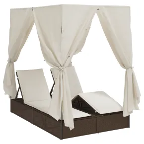 Lounger Dublu cu Acoperiș și Perdele - Poliratan 2