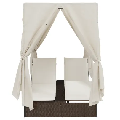 Lounger Dublu cu Acoperiș și Perdele - Poliratan