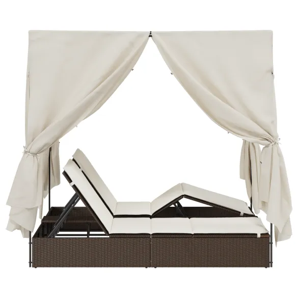 Lounger Dublu cu Acoperiș și Perdele - Poliratan
