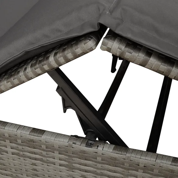 Lounger Dublu cu Acoperiș și Perdele Gri - Comandă cu Livrare Gratuită