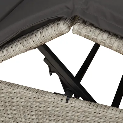 Șezlong Dublu cu Acoperiș și Cortine Gri Poliratan - Livrare Gratuită