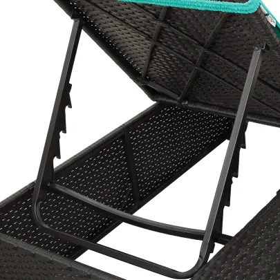 Șezlong Dublu Exterior Set de 2 - Negru și Turcoaz