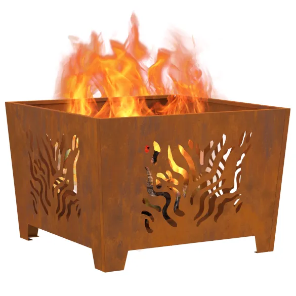 Vatră de foc pătrată din oțel corten - Livrare Gratuită Vatră de foc pătrată din oțel corten - Livrare Gratuită