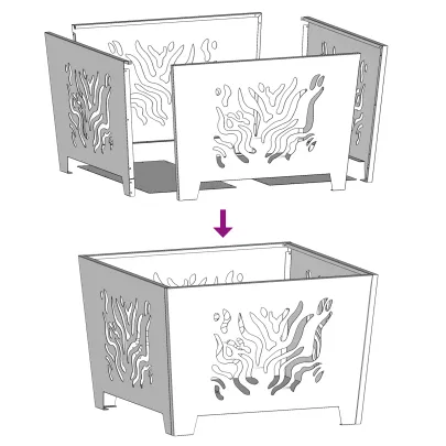 Vatră de foc pătrată din oțel corten - Livrare Gratuită