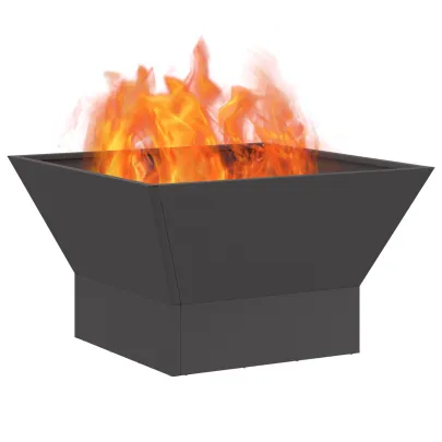 Vatră de foc pătrată negru pentru exterior | 60x60x35 cm