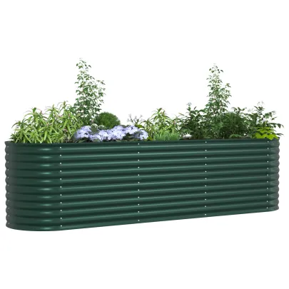 Bazin Ridicat Grădină Oțel Galvanizat Verde 320x80x81 cm