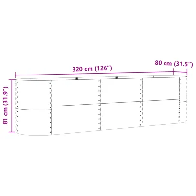 Bazin Ridicat Grădină Oțel Galvanizat Verde 320x80x81 cm