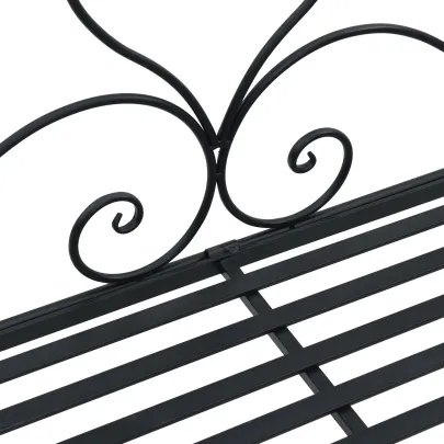 Bancă de exterior neagră, metalică, decorativă | Livrare gratuită