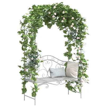 Bancă Albă Metalică Grădină Balcon | Decorative 250kg