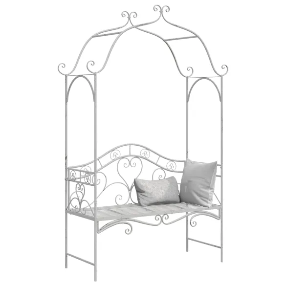 Bancă Albă Metalică Grădină Balcon | Decorative 250kg