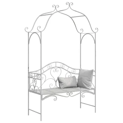 Bancă Albă Metalică Grădină Balcon | Decorative 250kg