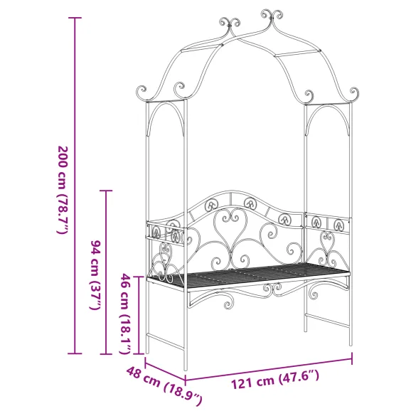 Bancă Albă Metalică Grădină Balcon | Decorative 250kg